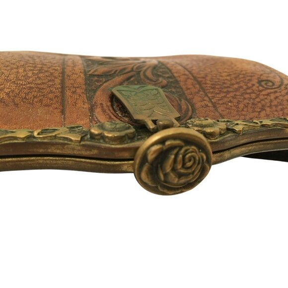 Vintage Handcrafted Leather Purse With Ornate Brass Clasp - Picture 5 of 11